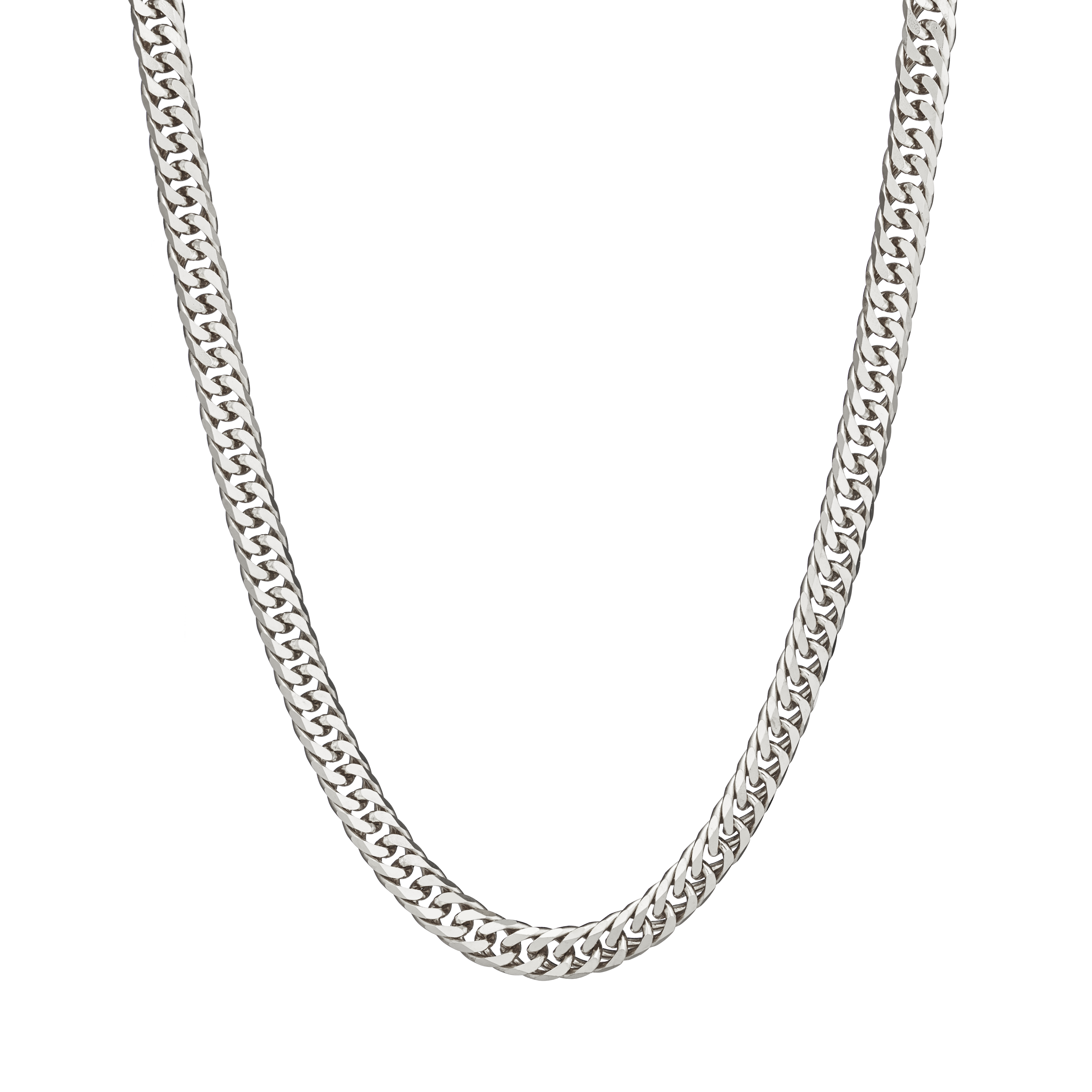 Shop platinum Necklaces DIAMOND CUT DOUBLE CURB CHAIN NECKLACE