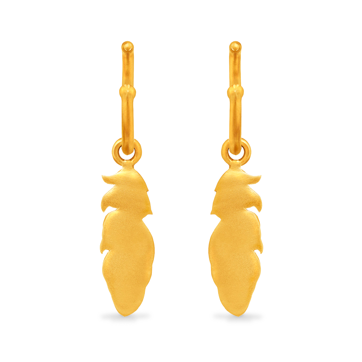 Shop Gold Earrings Feather Charm Hoop Earrings