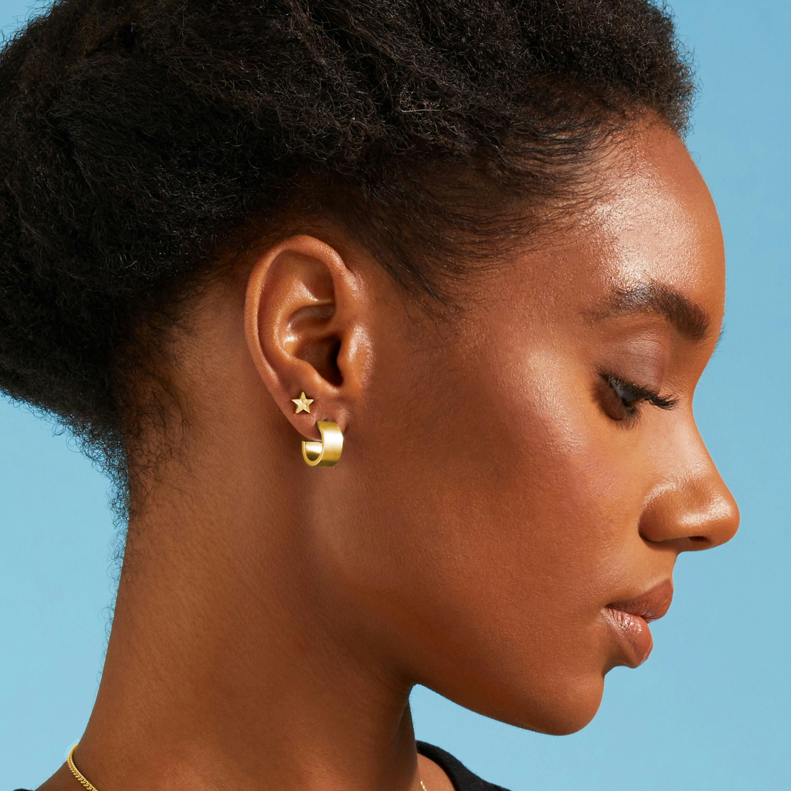 Shop Gold Earrings Small Flat Edge Hoop Earrings