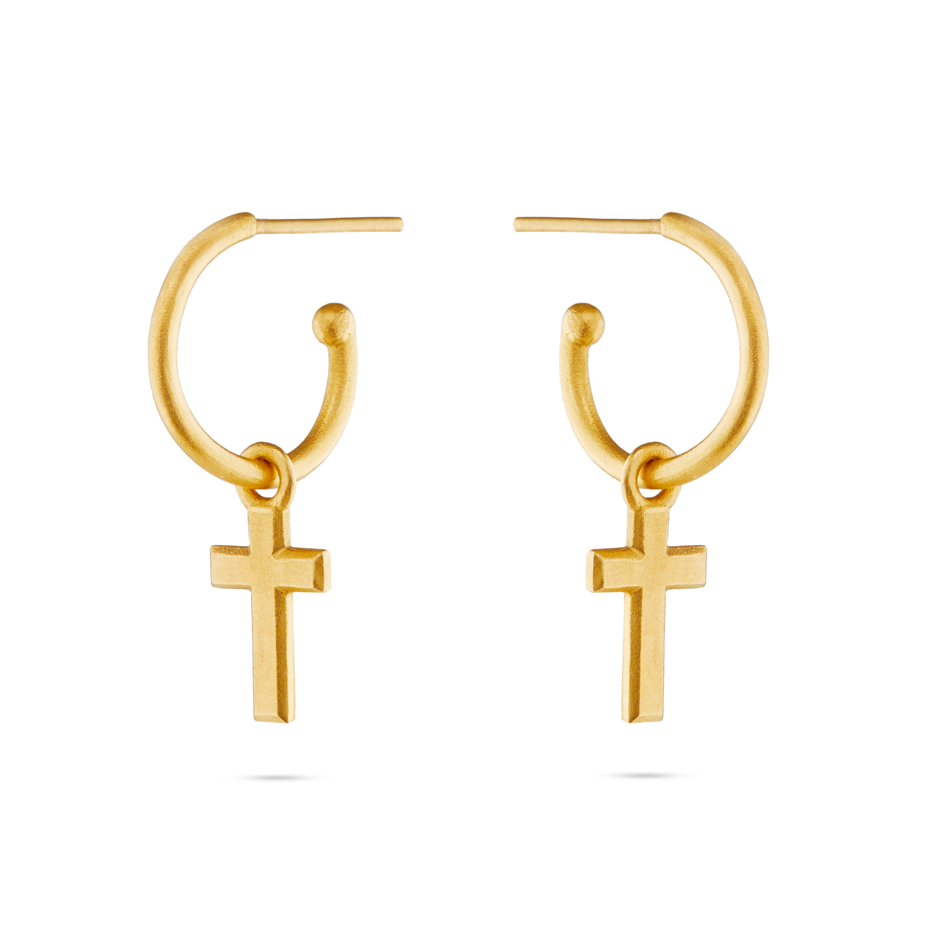 Shop Gold Earrings Cross Charm Hoop Earrings