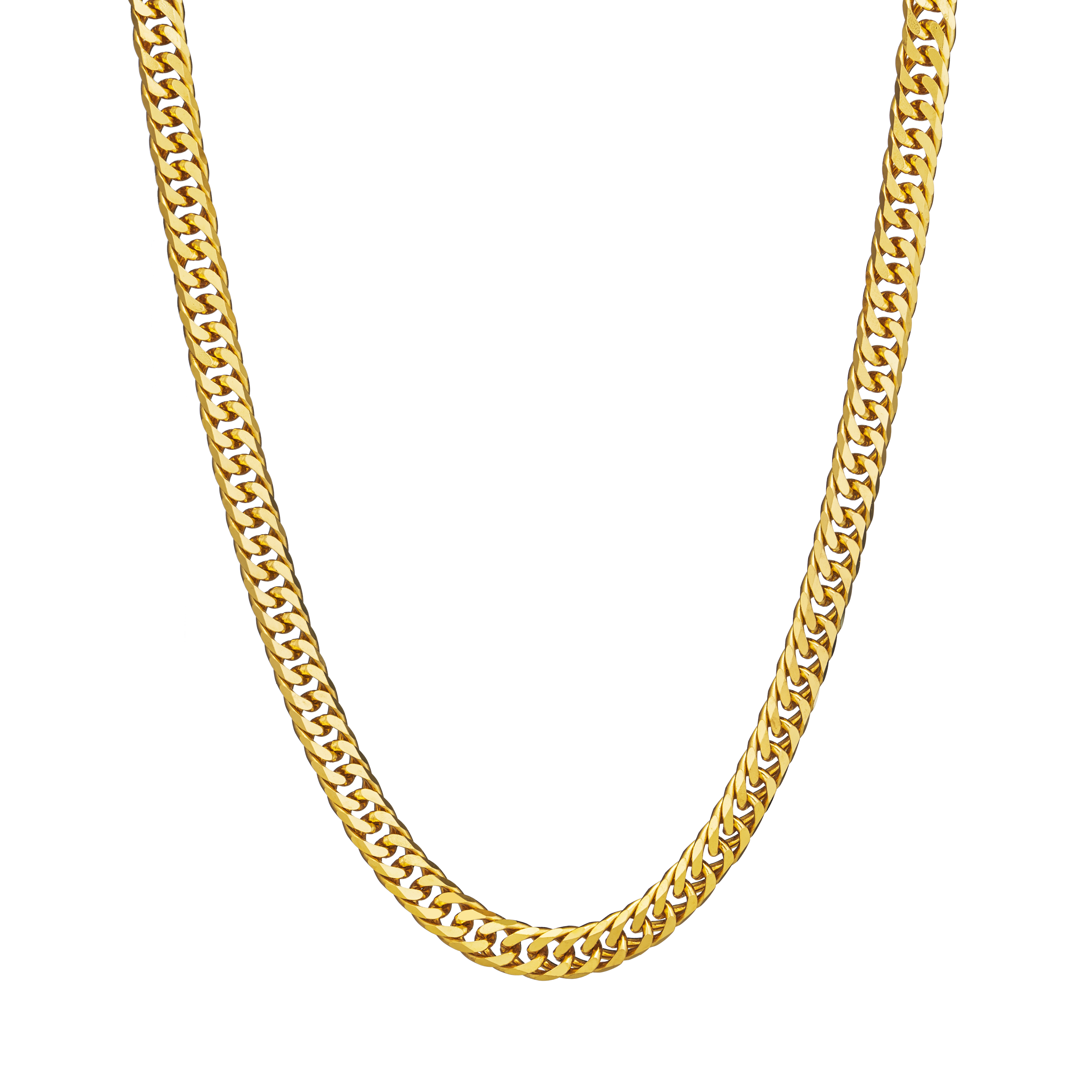 Shop Gold Necklace Chains Diamond Cut Double Curb Chain Necklace